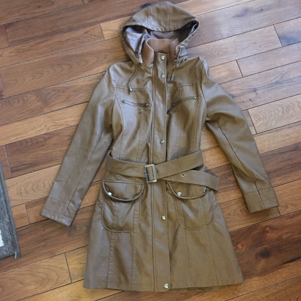 Faux Leather Women’s Coat